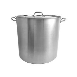 Thundergroup 60 qt, 18-1/2" Diameter Stock Pot with Lid, Stainless Steel, Encapsulated Base, Dishwasher Safe, Standard Electric, Gas Cooktop, Halogen & Induction Ready, Oven Safe, Heavy-Duty, NSF