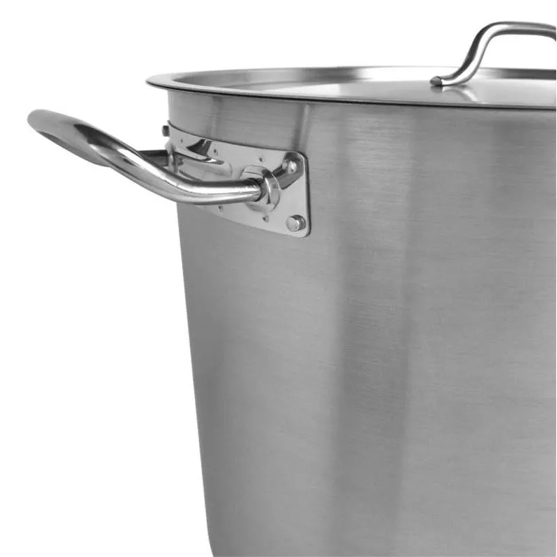 Thundergroup 60 qt, 18-1/2" Diameter Stock Pot with Lid, Stainless Steel, Encapsulated Base, Dishwasher Safe, Standard Electric, Gas Cooktop, Halogen & Induction Ready, Oven Safe, Heavy-Duty, NSF