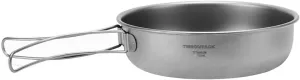 TIBROMTACK Camping Pan with Foldable Handles Pure Titanium Camping Backpacking Pot 700ml for Outdoor Camping Cooking Hiking Backpacking Portable Cookware…