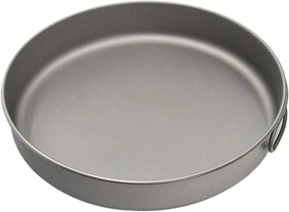 Titanium Fry Pan Ultralight Grill Frying Pan With Folding Handle，Compatible For Lixada Titanium Fry Pan Grill Frying Pan Outdoor Cooking Camping Hiking Backpacking(1000ml with handle)
