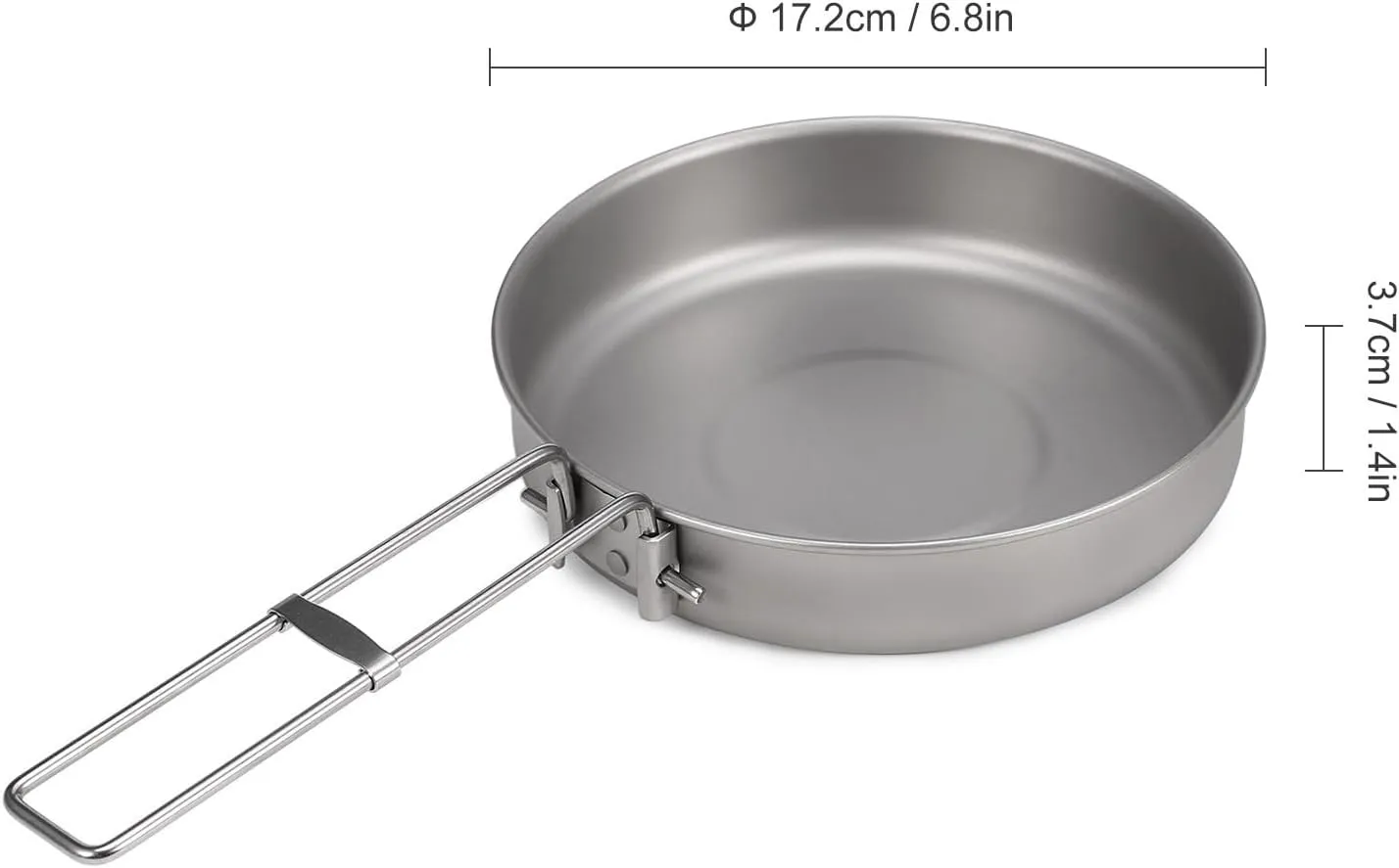 Titanium Fry Pan Ultralight Grill Frying Pan With Folding Handle，Compatible For Lixada Titanium Fry Pan Grill Frying Pan Outdoor Cooking Camping Hiking Backpacking(1000ml with handle)