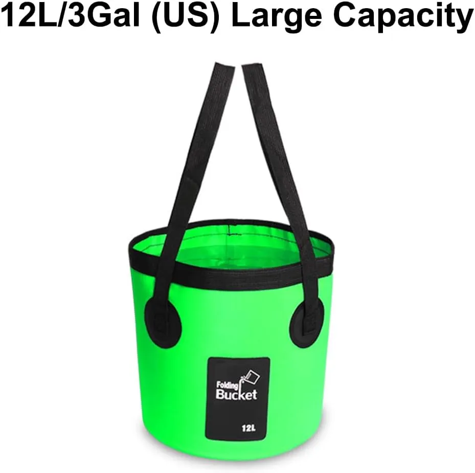 TopHomer Collapsible Bucket with Handle Portable Camping Bucket 12L Outdoor Fishing Water Folding Bucket for RVing, Camping, Hiking, Boating, Backpacking