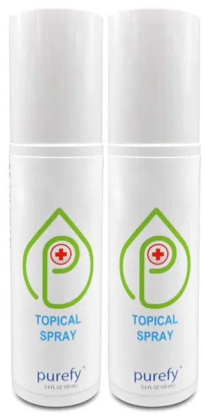 Topical Spray (3.4oz 2pk) Soothing Face & Body Skin Spray, Purefypro Dermal HOCL Technology, Natural Skincare Support Redness, Irritations, Ezcema, Dry Skin, Athletic Itch, Travel Size