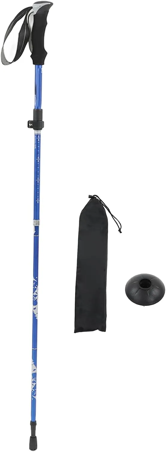 Topyond Durable Folding Walking Stick 7075 Aluminum Alloy for Mountaineering Adjustable Height, Prevents Slipping Lightweight, Ergonomic Grip - Ideal for Hiking, Camping, and Outdoor Adventures
