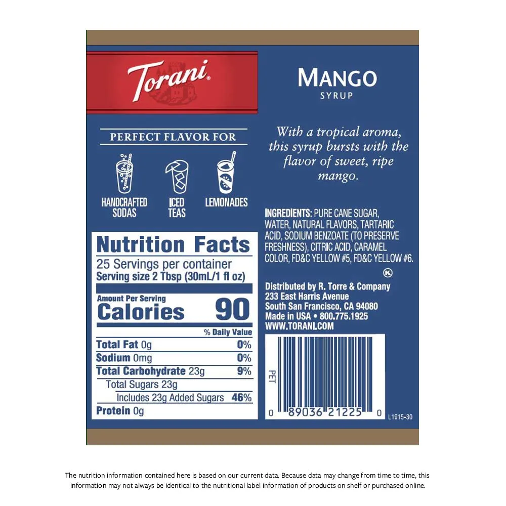 Torani Syrup, Mango, 25.4 Ounces (Pack of 4)