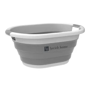 Trademark Home Collection Wakeman 75-CMP1062 Outdoors Collapsible Wash Basin, Dish Tub, Ice Bucket, Portable Basket & Comfort Handles for Camping, Tailgating, More (Gray), 24.25” x 12.5” x 11”