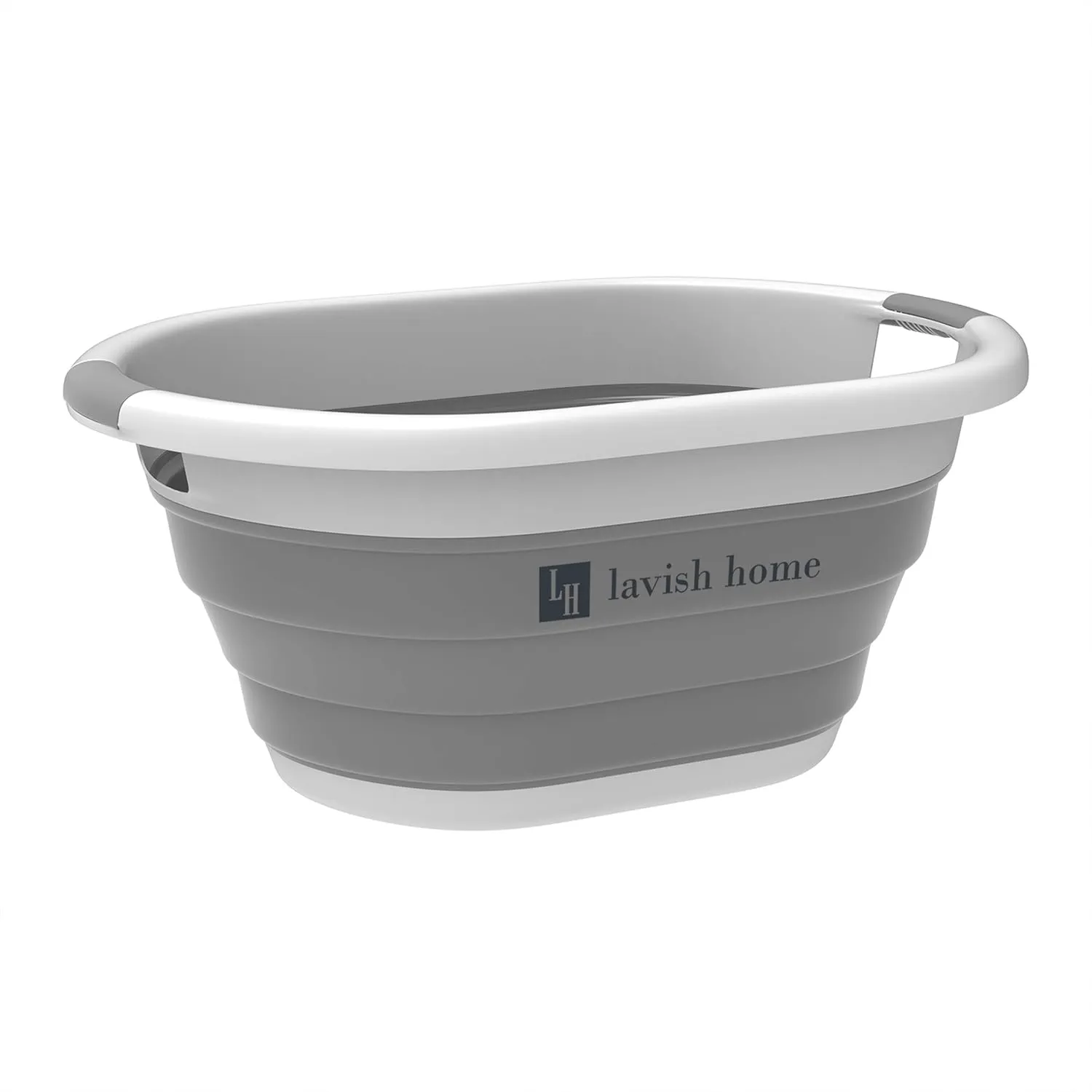 Trademark Home Collection Wakeman 75-CMP1062 Outdoors Collapsible Wash Basin, Dish Tub, Ice Bucket, Portable Basket & Comfort Handles for Camping, Tailgating, More (Gray), 24.25” x 12.5” x 11”