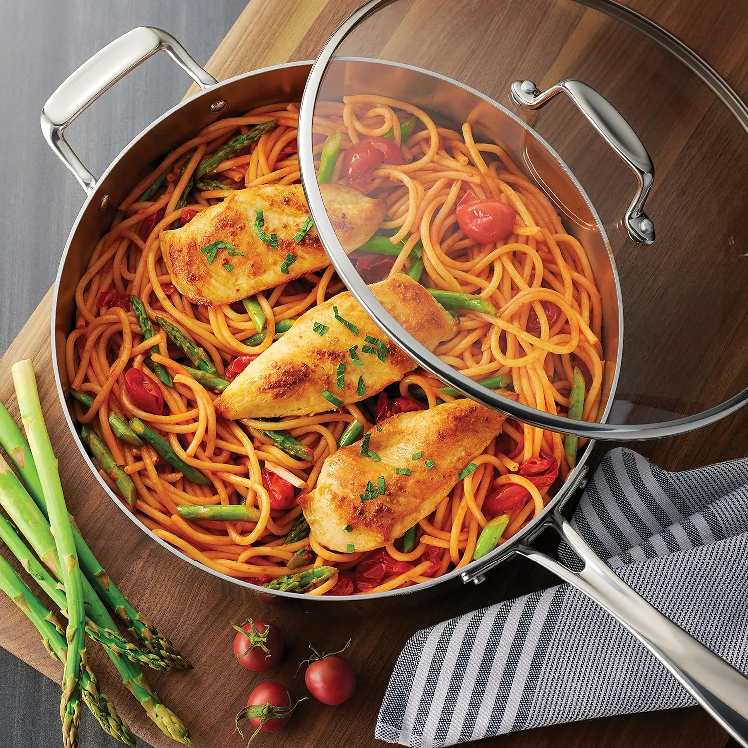 Tramontina Tri-Ply Clad Stainless Steel 10-Piece Cookware Set with Glass Lids, Pots and Pans Kitchen Set, Induction-Ready, Dishwasher-Safe, NSF-Certified, Made in Brazil