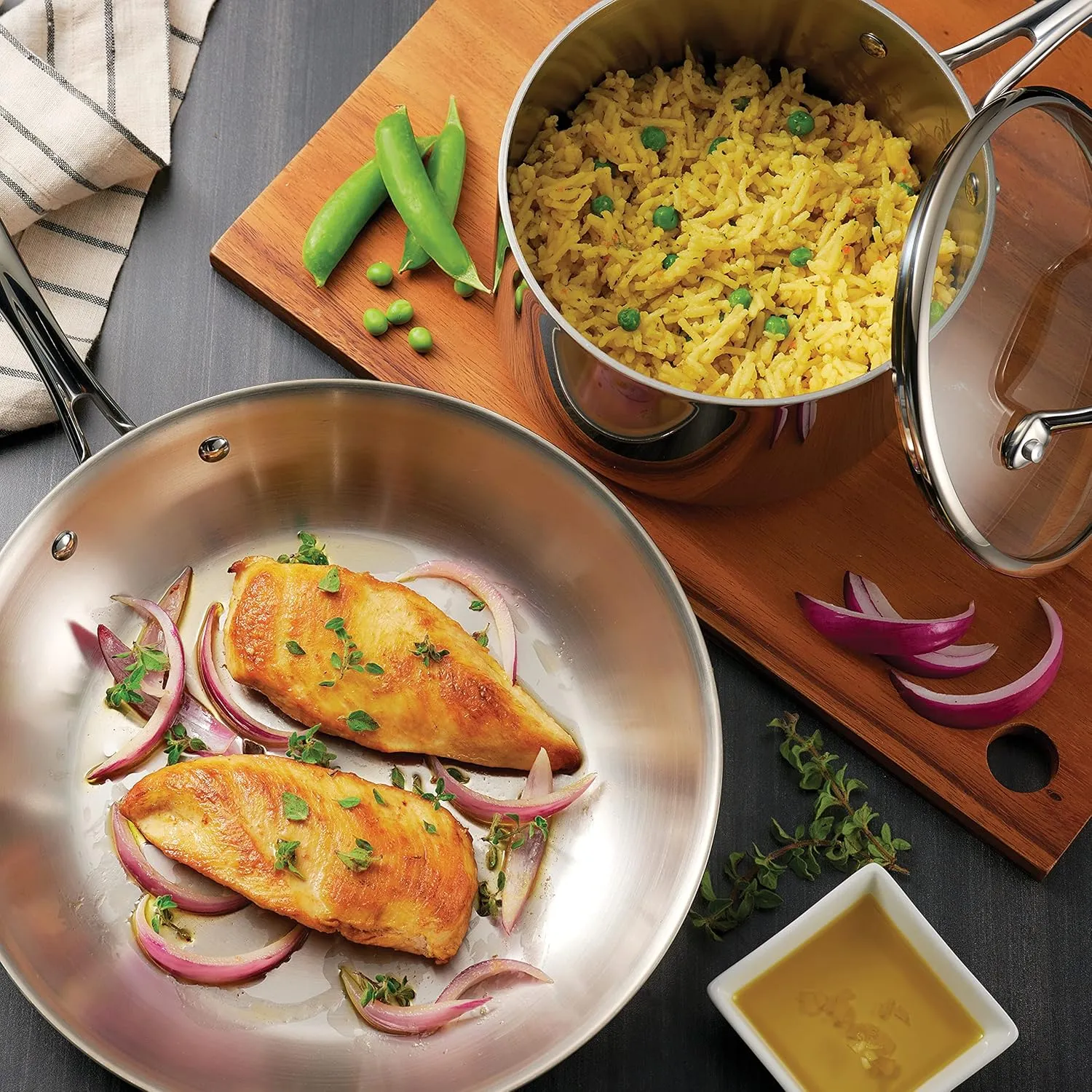 Tramontina Tri-Ply Clad Stainless Steel 8-Piece Cookware Set with Glass Lids, Pots and Pans Kitchen Set, Induction-Ready, Dishwasher-Safe, NSF-Certified, Made in Brazil