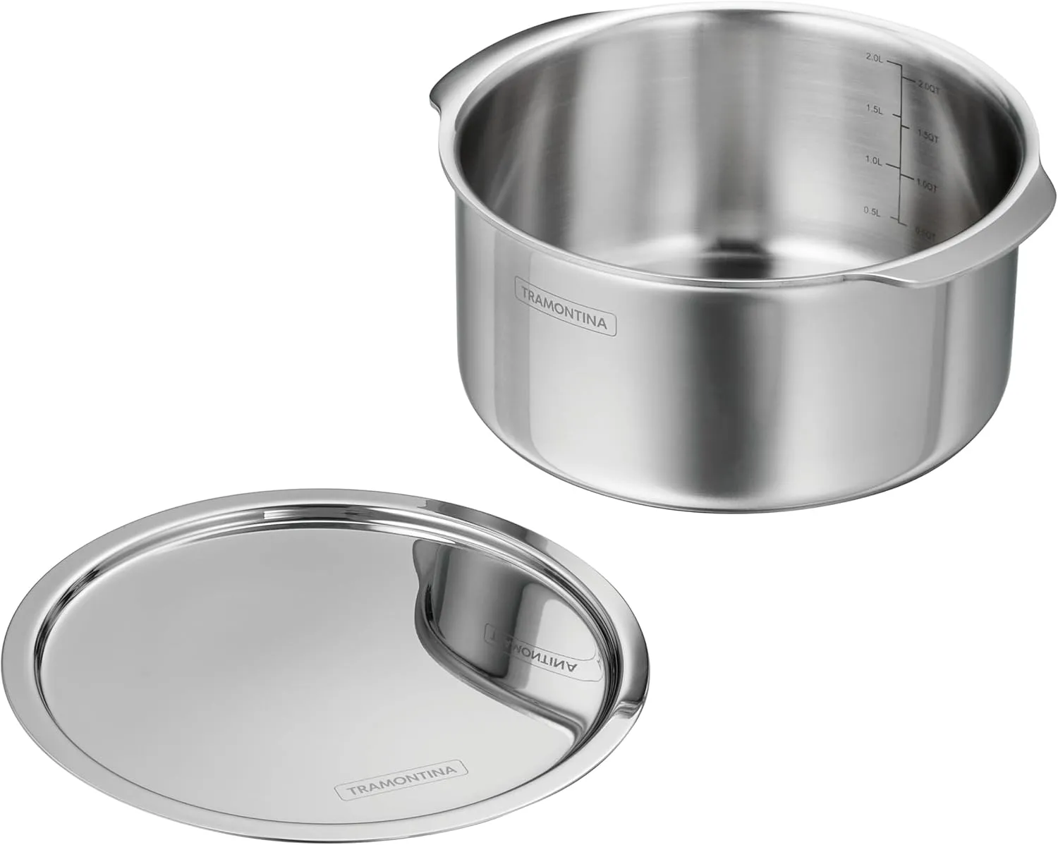 Tramontina Utsava 2.4-Quart Tri-Ply Clad Stainless Steel Tope with Lid, Patila Pot for Indian Cooking