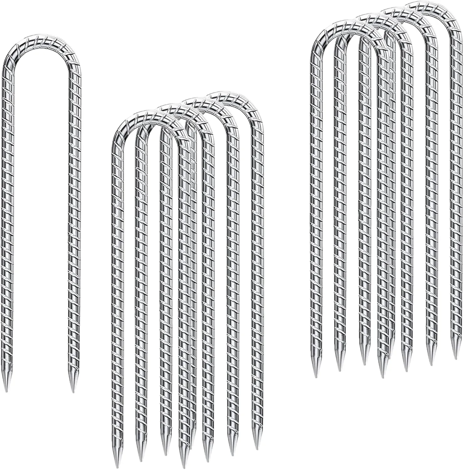 Trampoline Anchors Wind Stakes 12 Inch U- Shaped Ground Anchors Rebar Stakes Heavy Duty for Camping Tent, Soccer Goals, Trampoline Accessories, Dog Fence