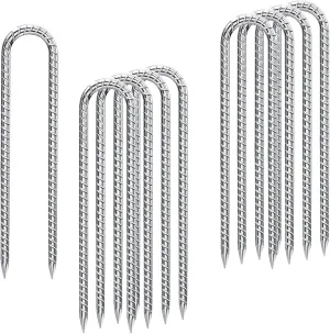 Trampoline Anchors Wind Stakes 12 Inch U- Shaped Ground Anchors Rebar Stakes Heavy Duty for Camping Tent, Soccer Goals, Trampoline Accessories, Dog Fence