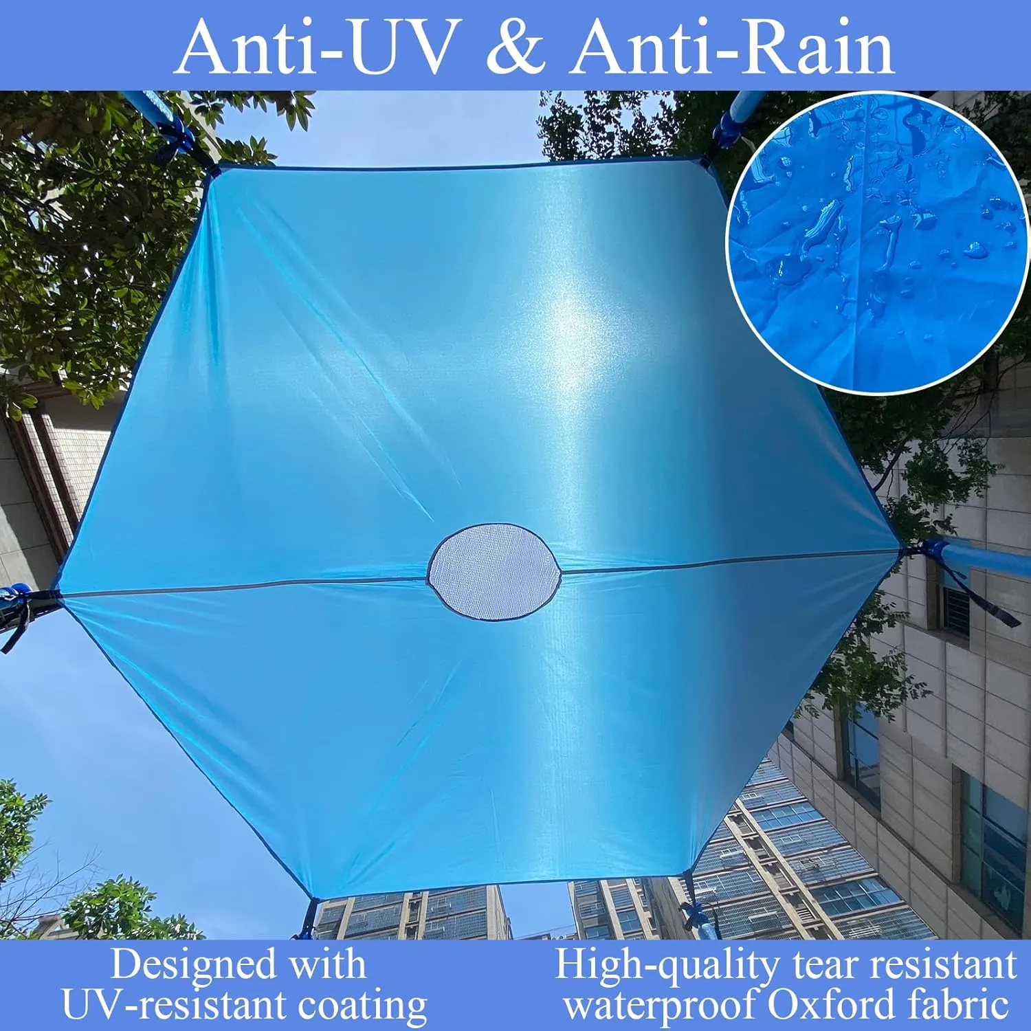 Trampoline Shade Cover for 8ft-16ft Round Outdoor Trampoline, Anti-UV Trampoline Cover(12FT, 6 Poles)