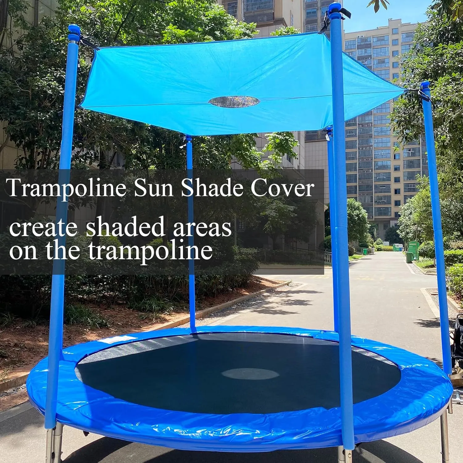 Trampoline Shade Cover for 8ft-16ft Round Outdoor Trampoline, Anti-UV Trampoline Cover(12FT, 6 Poles)