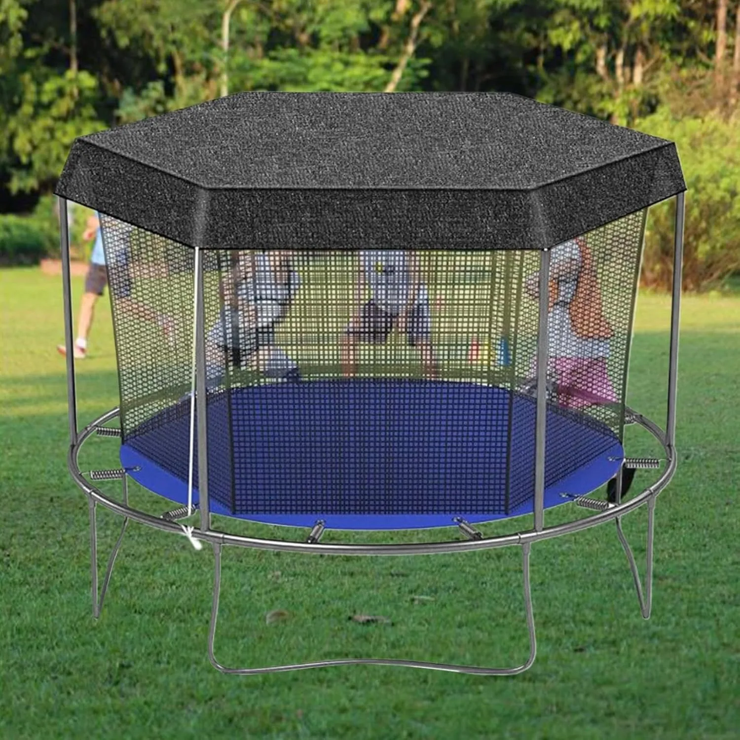 Trampoline Shade Cover - Round Sun Shade Cover for 6ft, 8ft, 10ft, 12ft, 14ft Trampolines, Anti-UV and Weatherproof for Outdoor Play (Black 10 foot)