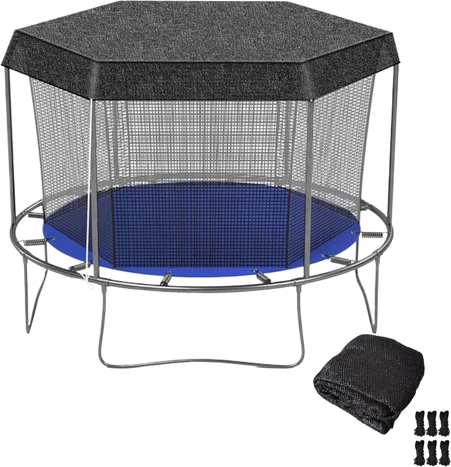 Trampoline Shade Cover - Round Sun Shade Cover for 6ft, 8ft, 10ft, 12ft, 14ft Trampolines, Anti-UV and Weatherproof for Outdoor Play (Black 10 foot)