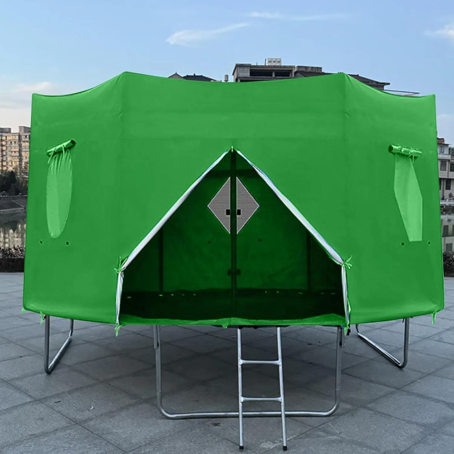 Trampoline Shade Cover,UV-Resistant Trampoline Tent Cover for 6/8/10/12/14ft,Waterproof Anti-UV Trampolines Sunshade 6 Holes Trampoline Tops Cover for Outdoor Backyard Playground Trampoline