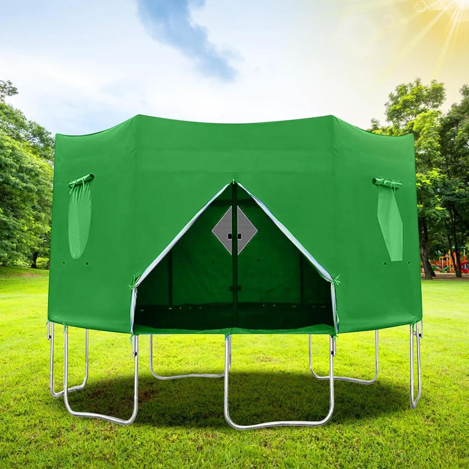 Trampoline Tent Cover – Waterproof Outdoor Trampoline Canopy, UV-Resistant Shade | 12ft Round Trampoline Cover, Fits 6 Straight Poles, Easy Install, Weatherproof Trampoline Shelter, Backyard Fun Acces