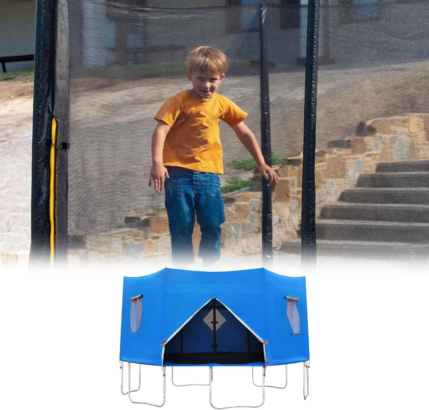 Trampoline Tent, Trampoline Roof, Black Sunshade Tent Top Cover, Water-Resistant Wind-Resistant Enclosure Cover, for Round Trampoline Outdoor Sports Accessories