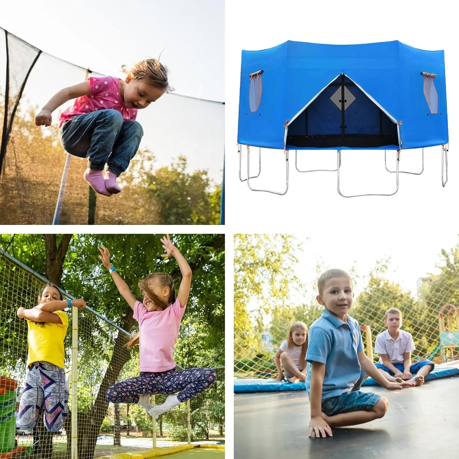 Trampoline Tent, Trampoline Roof, Black Sunshade Tent Top Cover, Water-Resistant Wind-Resistant Enclosure Cover, for Round Trampoline Outdoor Sports Accessories