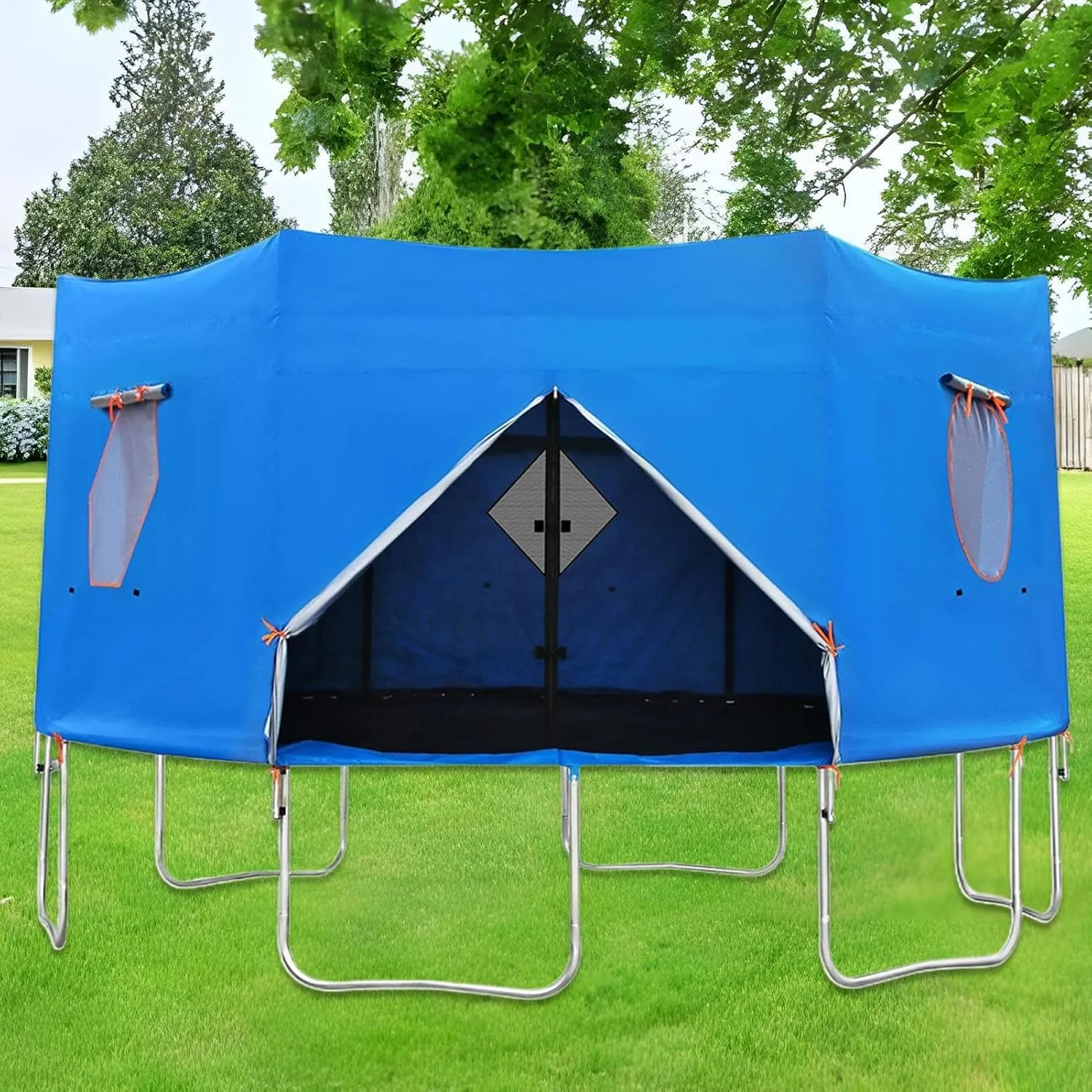 Trampoline Tent, Trampoline Roof, Black Sunshade Tent Top Cover, Water-Resistant Wind-Resistant Enclosure Cover, for Round Trampoline Outdoor Sports Accessories