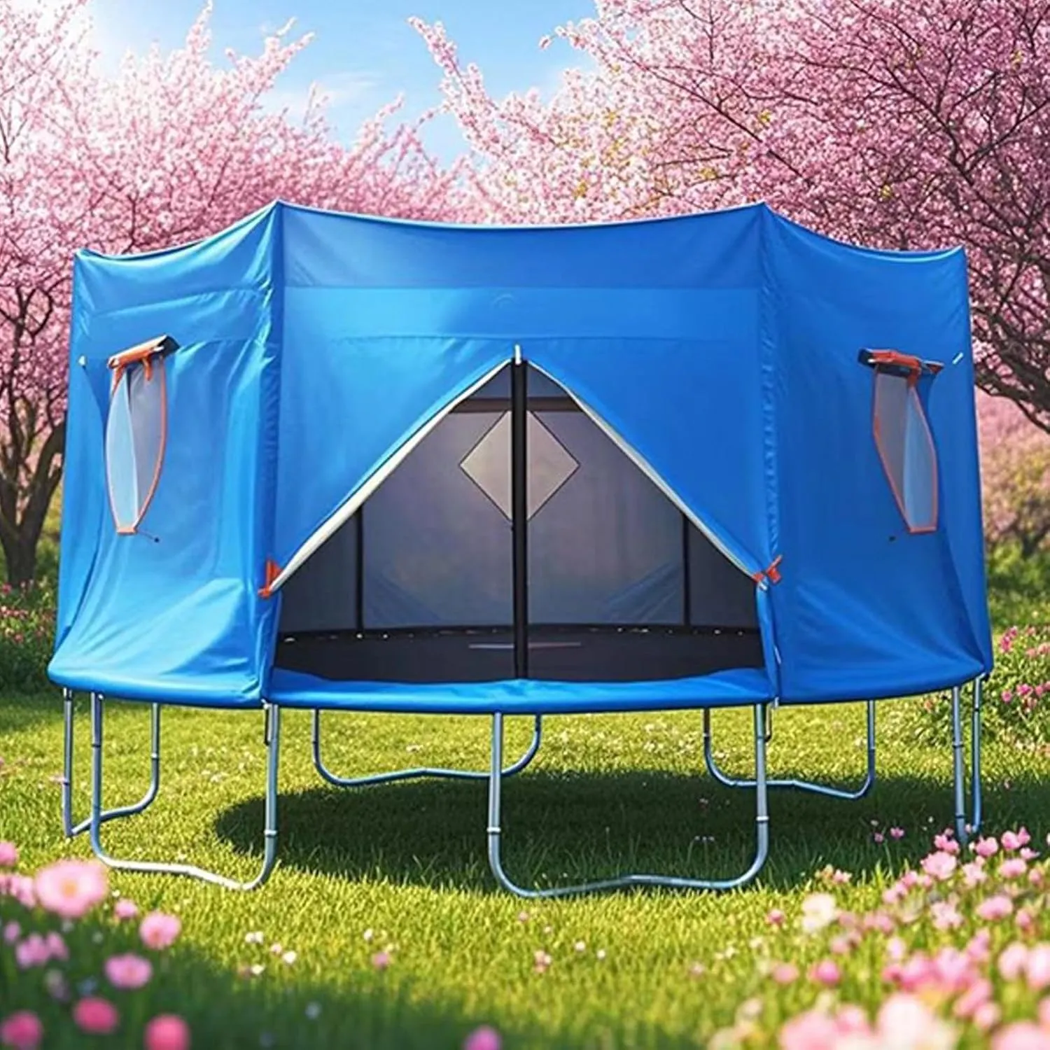 Trampoline Tent, Trampoline Roof, Black Sunshade Tent Top Cover, Water-Resistant Wind-Resistant Enclosure Cover, for Round Trampoline Outdoor Sports Accessories