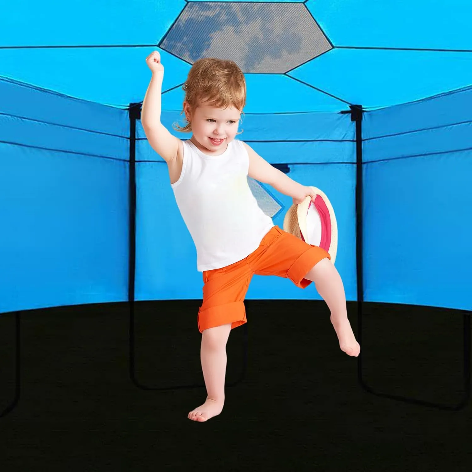 Trampoline Tent, Trampoline Roof, Black Sunshade Tent Top Cover, Water-Resistant Wind-Resistant Enclosure Cover, for Round Trampoline Outdoor Sports Accessories