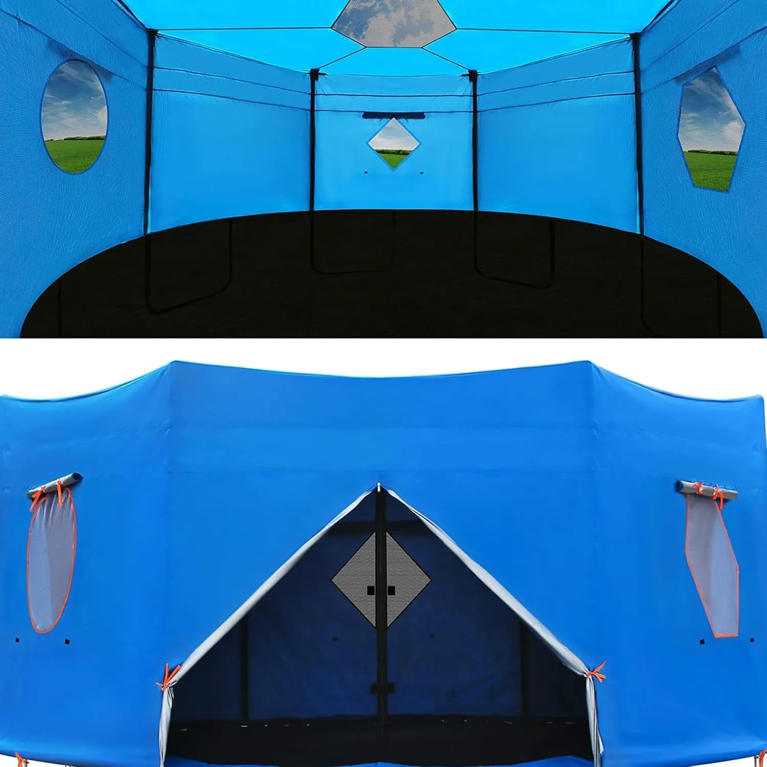 Trampoline Tent, Trampoline Roof, Black Sunshade Tent Top Cover, Water-Resistant Wind-Resistant Enclosure Cover, for Round Trampoline Outdoor Sports Accessories