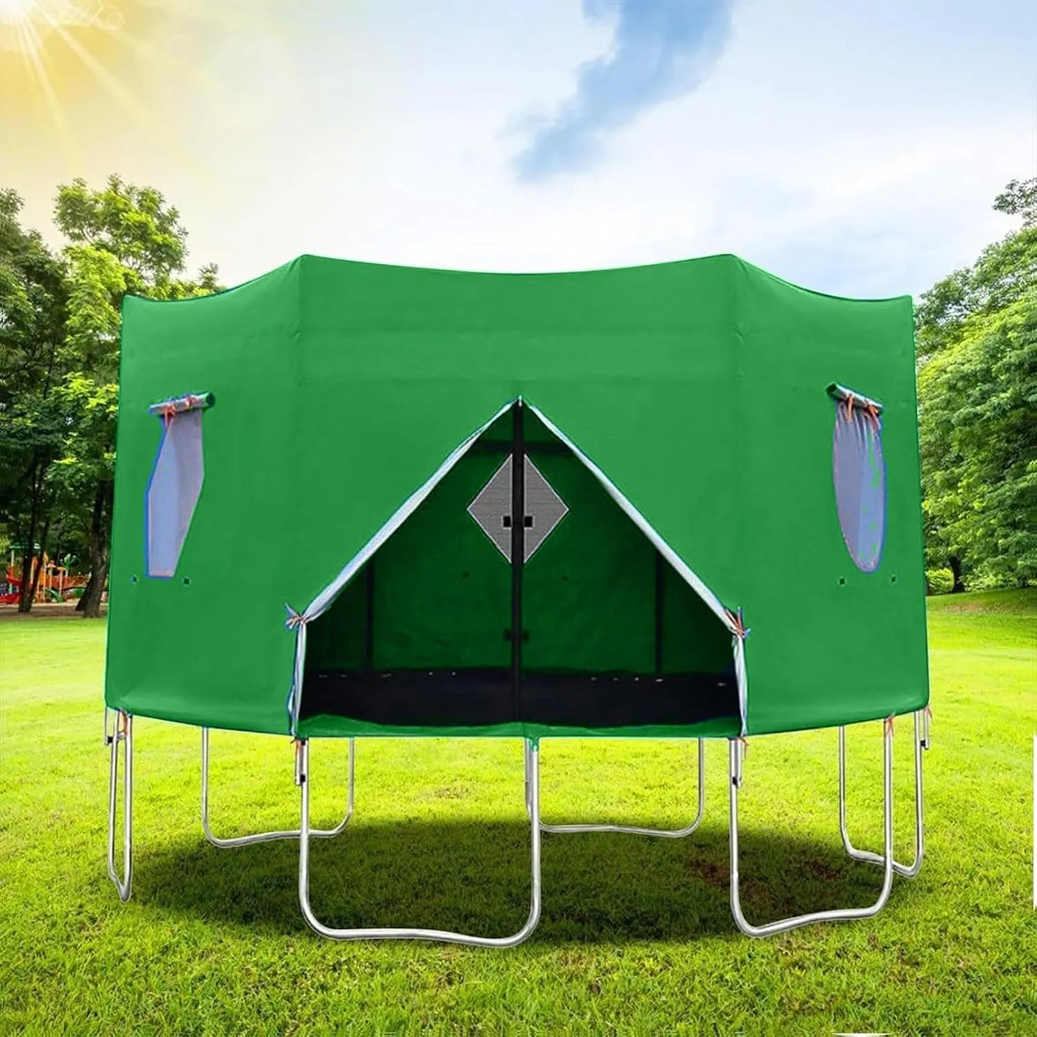 Trampoline Tent, UV-Resistant TrampolineProtection Awning Trampoline Outdoor Cover | Versatile- Canopy Accessories, Backyard Fun Sun Shelter, Outdoor Trampoline Protective Cover
