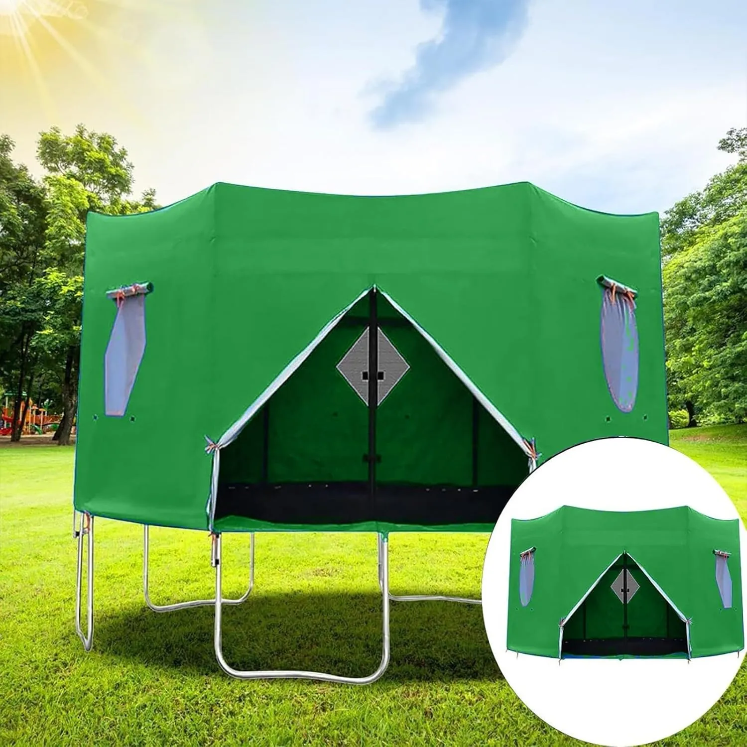Trampoline Tent, UV-Resistant TrampolineProtection Awning Trampoline Outdoor Cover | Versatile- Canopy Accessories, Backyard Fun Sun Shelter, Outdoor Trampoline Protective Cover