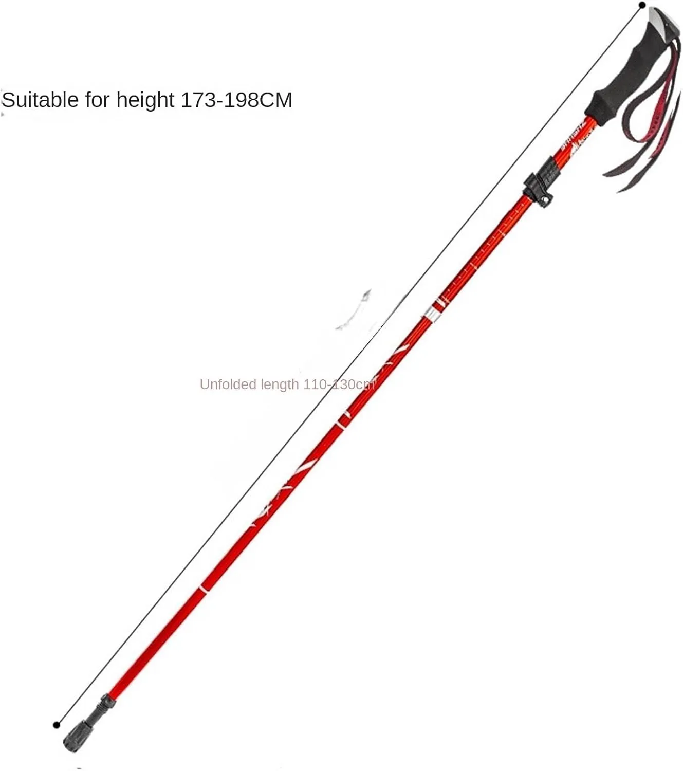 Travel Trekking Pole Trekking Poles Lightweight Aluminum Alloy Adjustable Hiking Poles Walking Sticks for Hiking Outdoor Activities(Red,130cm)