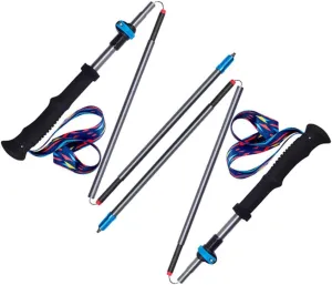 Trek-Z Trekking Collapsible Hiking Poles - 2pc Pack Collapsible Folding Walking Sticks, Strong Lightweight Carbon Fiber Trekking Poles,Adjustable Quick Flip-Lock, Foldable (2 pcs B