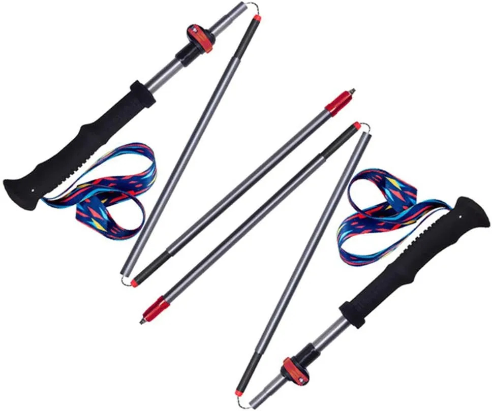 Trek-Z Trekking Collapsible Hiking Poles - 2pc Pack Collapsible Folding Walking Sticks, Strong Lightweight Carbon Fiber Trekking Poles,Adjustable Quick Flip-Lock, Foldable (2 pcs B