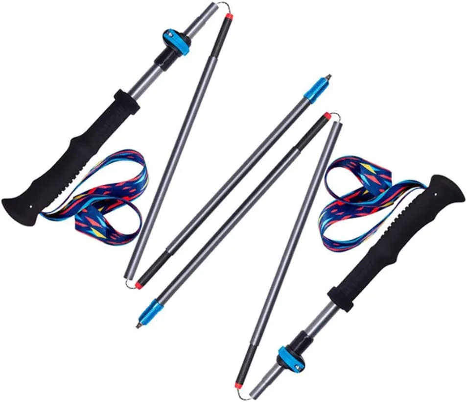 Trek-Z Trekking Collapsible Hiking Poles - 2pc Pack Collapsible Folding Walking Sticks, Strong Lightweight Carbon Fiber Trekking Poles,Adjustable Quick Flip-Lock, Foldable (2 pcs B
