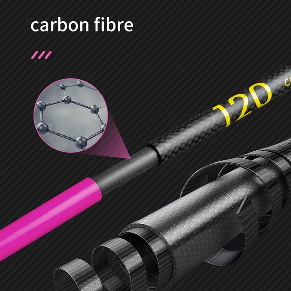 Trekking Poles Carbon Fiber 2 Collapsible and Lightweight Hiking Sticks with EVA Grip, Quick Locking, Balance Support