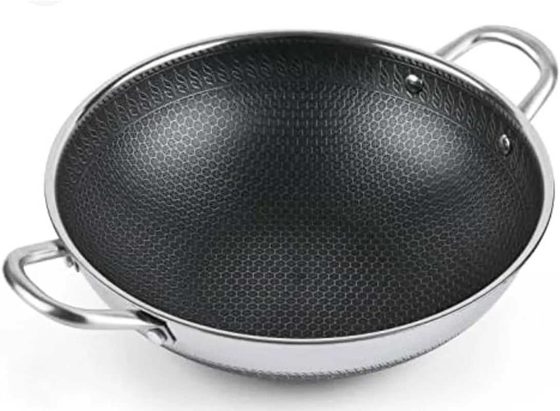 Triply Honeycomb Stainless Steel Kadai, Deep Fry Pan with Induction and Gas Stove Compatible