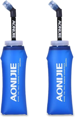 TRIWONDER TPU Soft Folding Water Bottles BPA-Free Collapsible Flask for Hydration Pack - Ideal for Running Hiking Cycling Climbing (600ml/20.29oz - Pack of 2)
