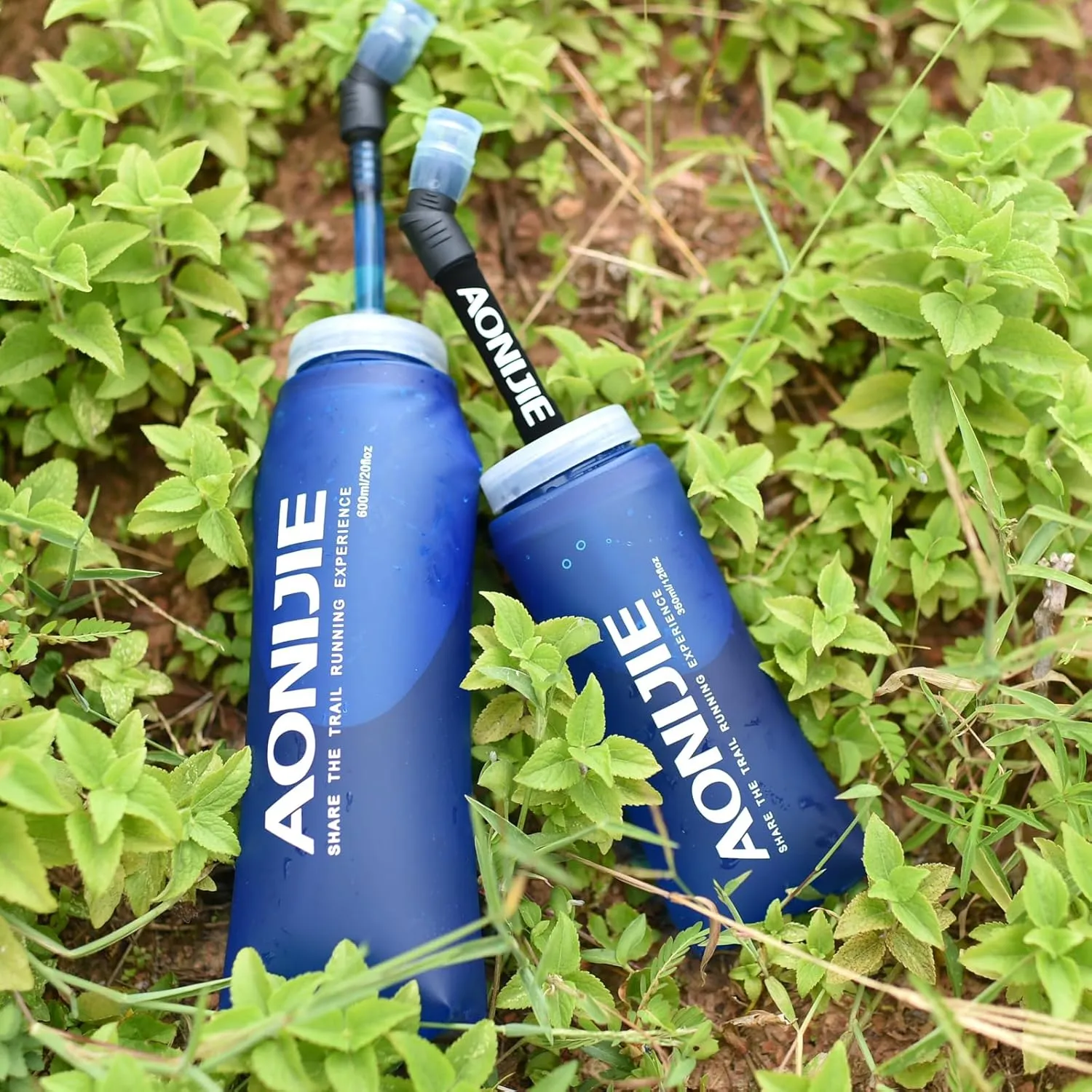 TRIWONDER TPU Soft Folding Water Bottles BPA-Free Collapsible Flask for Hydration Pack - Ideal for Running Hiking Cycling Climbing (600ml/20.29oz - Pack of 2)