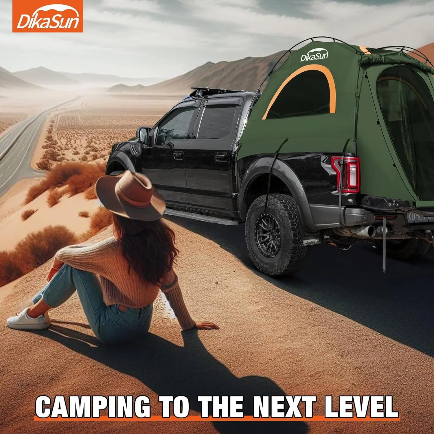 Truck Bed Tent: Double Layer 10-Minute Quick Setup Pickup Tent 6.4-6.7 FT, Waterproof PU3000mm Tear-Resistant Truck Tent for 2 Person Camping