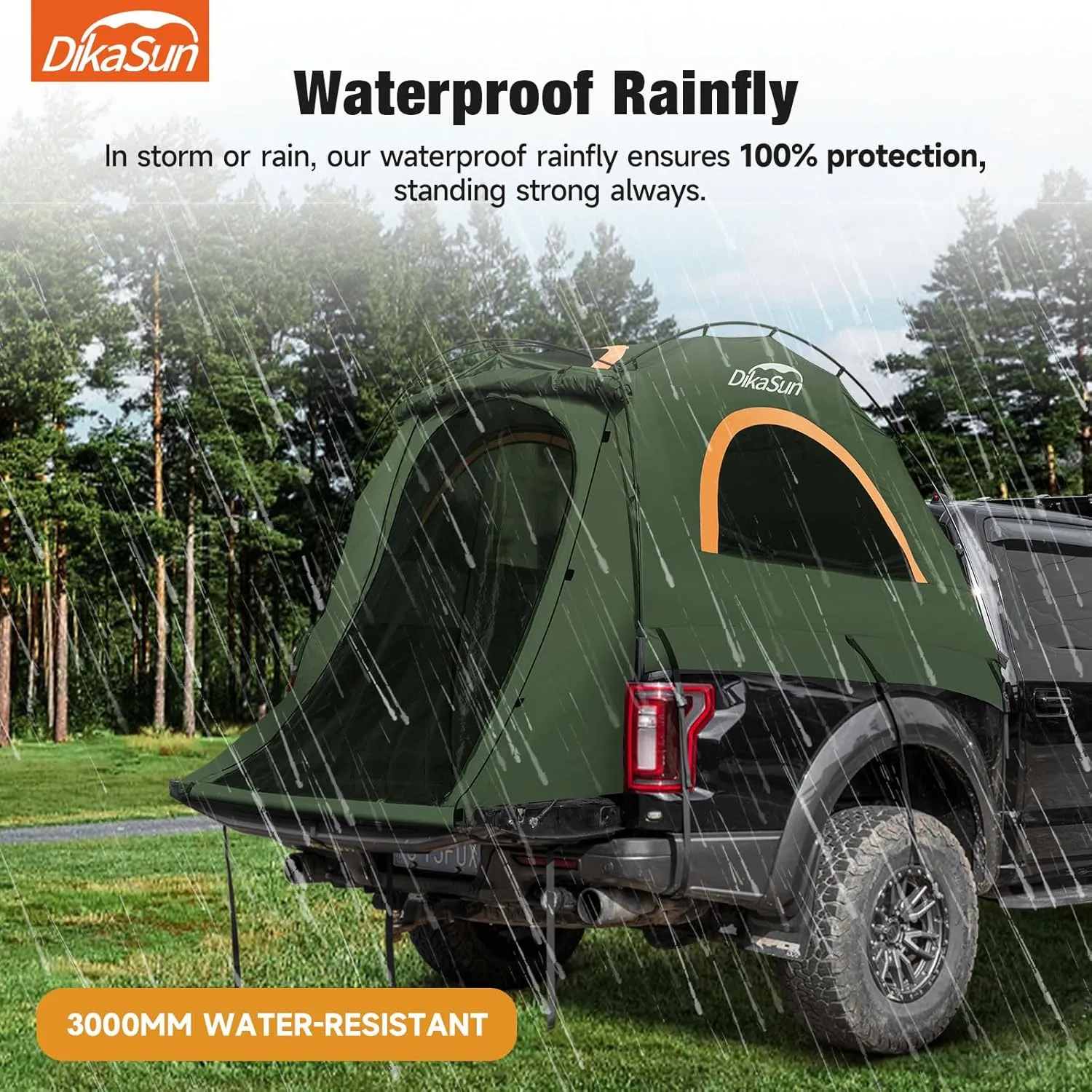 Truck Bed Tent: Double Layer 10-Minute Quick Setup Pickup Tent 6.4-6.7 FT, Waterproof PU3000mm Tear-Resistant Truck Tent for 2 Person Camping