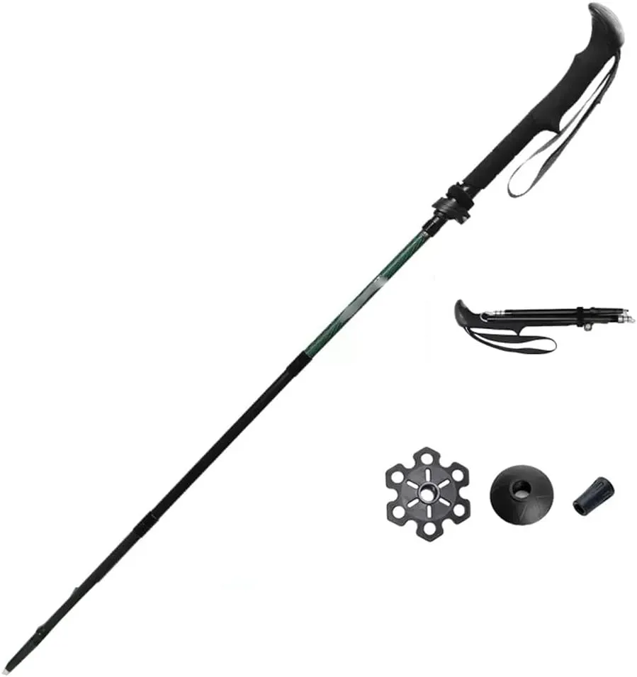 Ultralight Foldable Trekking Poles – One-Piece Construction Technology, 9.5 Oz Carbon Fiber Hiking Poles for Active Trekkers, Portable Walking Hiking Sticks for Men Women (Color : Green)