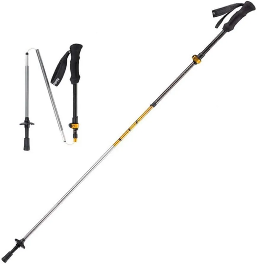 Ultralight Trekking Poles – 2PC Carbon Fiber & Aluminum Hiking Walking Sticks with Grips, Collapsible Quick Lock System for Hiking, Backpacking, Camping, Mountaineering (Orange)
