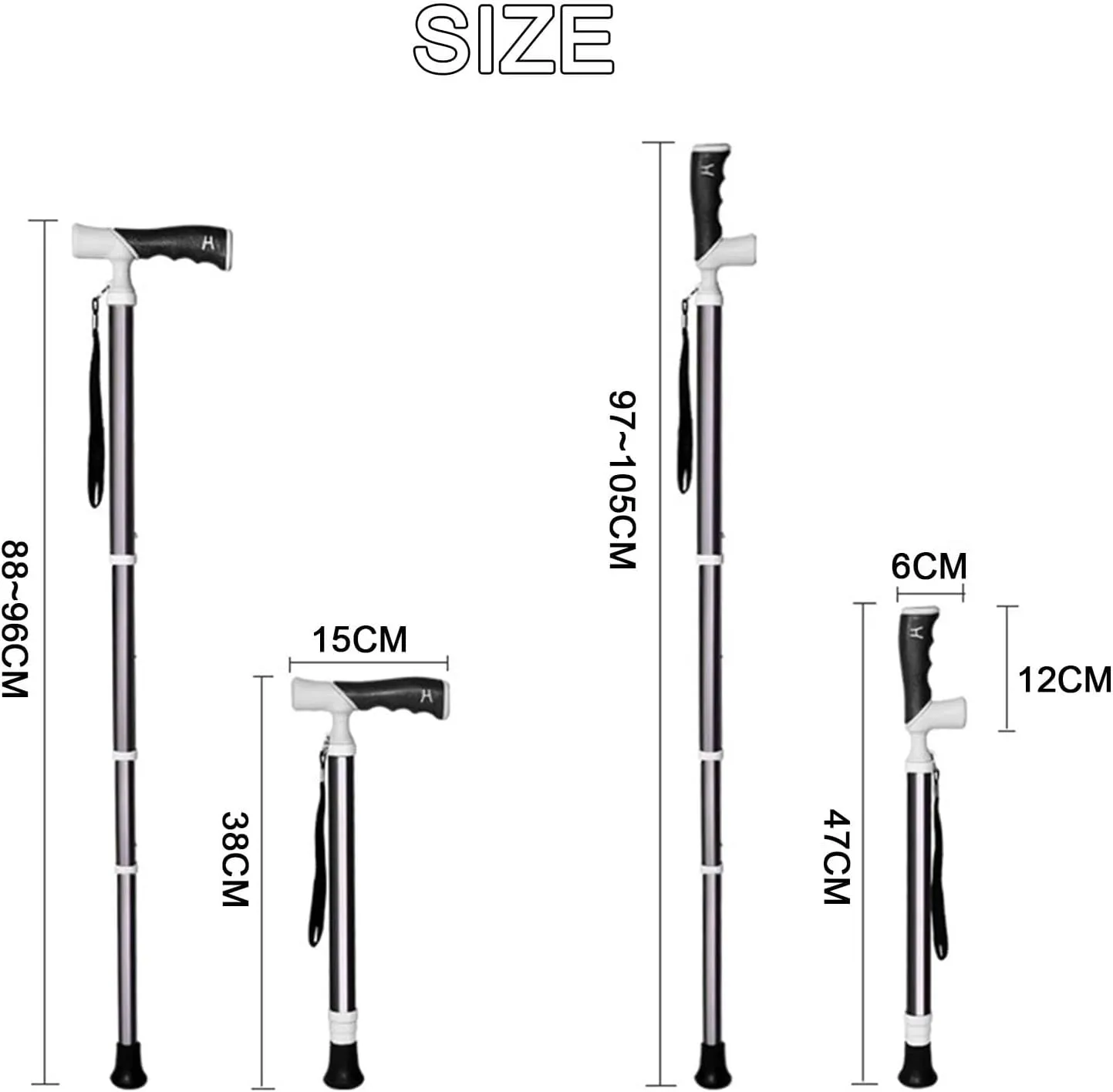 Ultralight Trekking Poles-90° Swivel Handle Hiking Sticks for Backpacking Titanium Alloy Walking or Hiking Sticks with Quick Adjustable Locks(A,38~105cm)