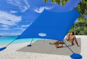 UMARDOO Family Beach Tent Canopy Sun Shade Portable 10×10FT,Wind Resistance Beach Sun Shelter Easy Setup with Packable Carry Bag for Outdoor Travel UPF 50 (Blue)