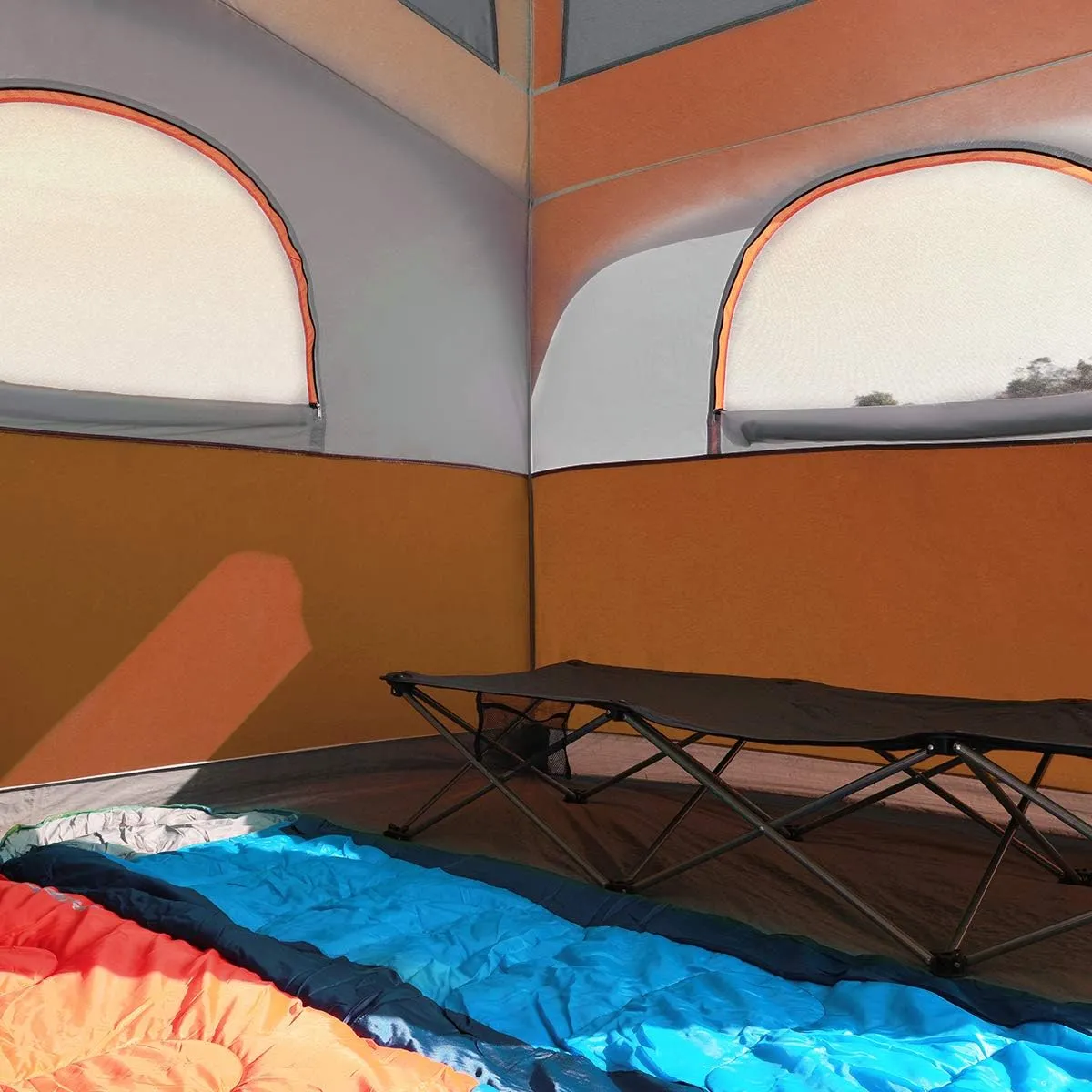 UNP Tents 6 Person Waterproof Windproof Easy Setup,Double Layer Family Camping Tent with 1 Mesh Door & 5 Large Mesh Windows -10'X9'X78in(H)