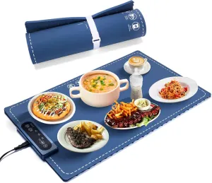 Upgraded Electric Silicone Food Warming Tray-Full Surface Heating, Rollable & Portable, Premium Silicone Material, 3 Temperature Settings, Versatile Food Warmer for Gatherings, Parties, and Daily Use