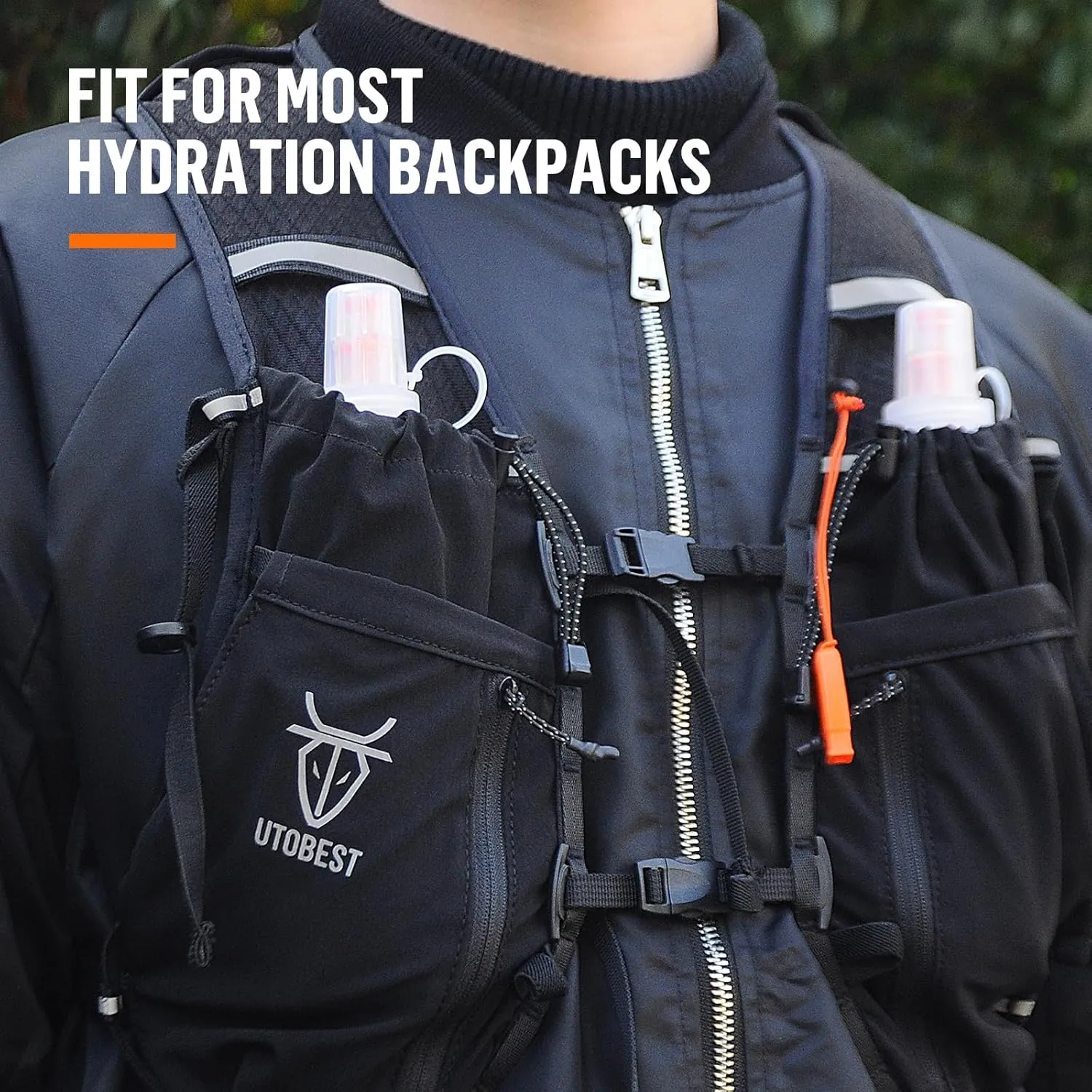 UTOBEST Soft Flask, 2 Pack Soft Flask Running Bottles 500ml,TPU Foldable Running Flask, Portable Collapsible Flask Handheld for Travel Traveling Hiking Cycling City Walk Orange