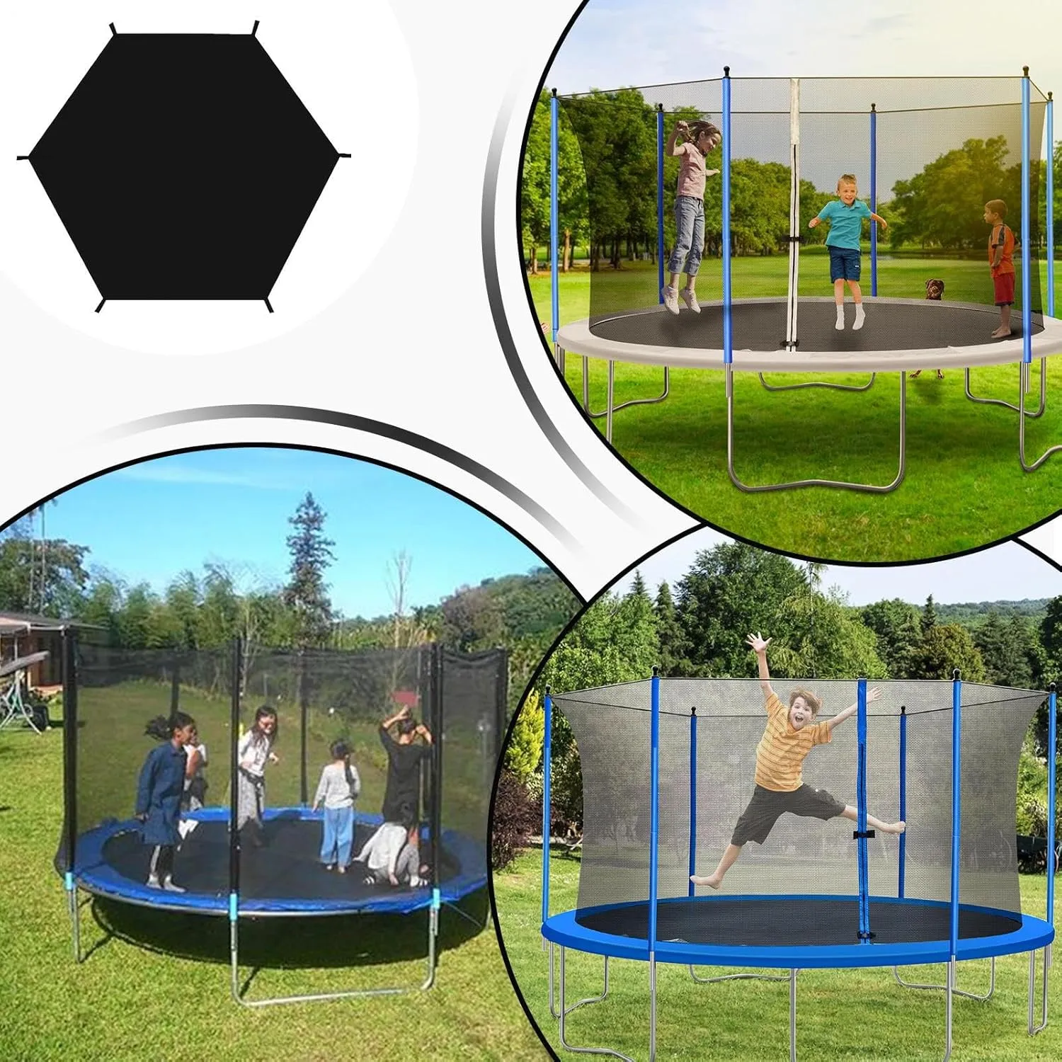 UV Protection Trampoline Canopy – Waterproof Tent Cover with Mesh Ventilation for Round Trampolines | Sunproof Shade Top, Oxford Fabric Shelter, Outdoor Play Accessory, Suitable for Backyard Fun