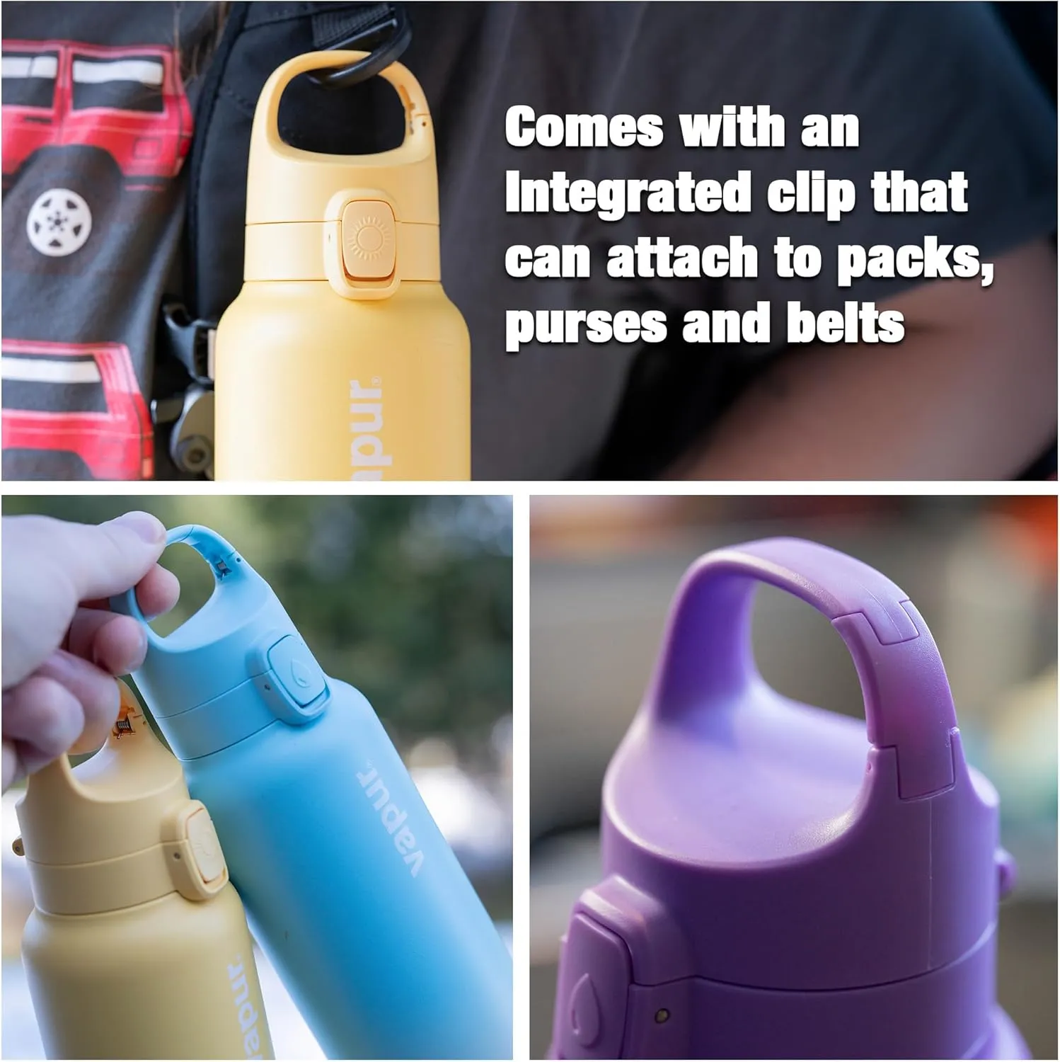 Vapur Chill Double Wall Insulated Reusable Water Bottle With Lockable Lid, Keeps Drinks Cold or Hot, Hydration On The Go, Ideal for Traveling, Hiking or Camping, BPA Free, 20 Ounce, Sunbeam
