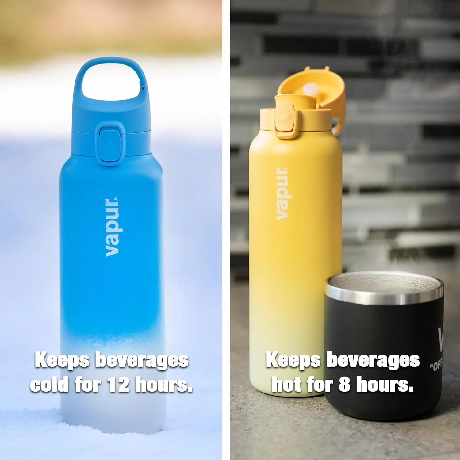 Vapur Chill Double Wall Insulated Reusable Water Bottle With Lockable Lid, Keeps Drinks Cold or Hot, Hydration On The Go, Ideal for Traveling, Hiking or Camping, BPA Free, 20 Ounce, Sunbeam